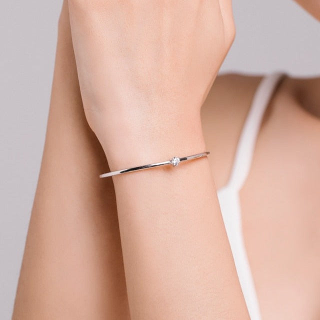 Bracelete Solitário Coração de Zircônia em Prata 925 | Alviane