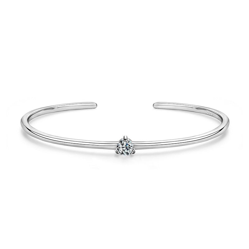 Bracelete Solitário Coração de Zircônia em Prata 925 | Alviane