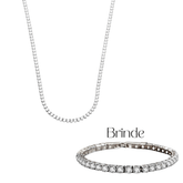 Colar Riviera Prata 925 +  Brinde Pulseira Riviera 4 Garras Prata 925 | Alviane