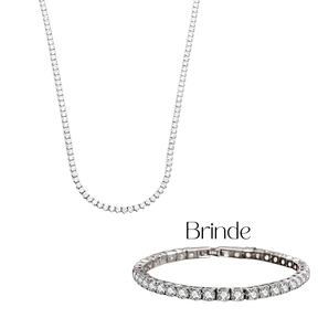 Colar Riviera Prata 925 +  Brinde Pulseira Riviera 4 Garras Prata 925 | Alviane