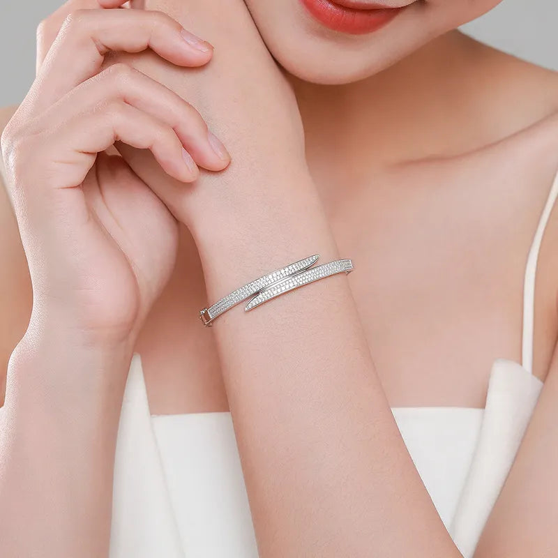 Bracelete com Zircônias em Ouro Branco 18k | Alviane
