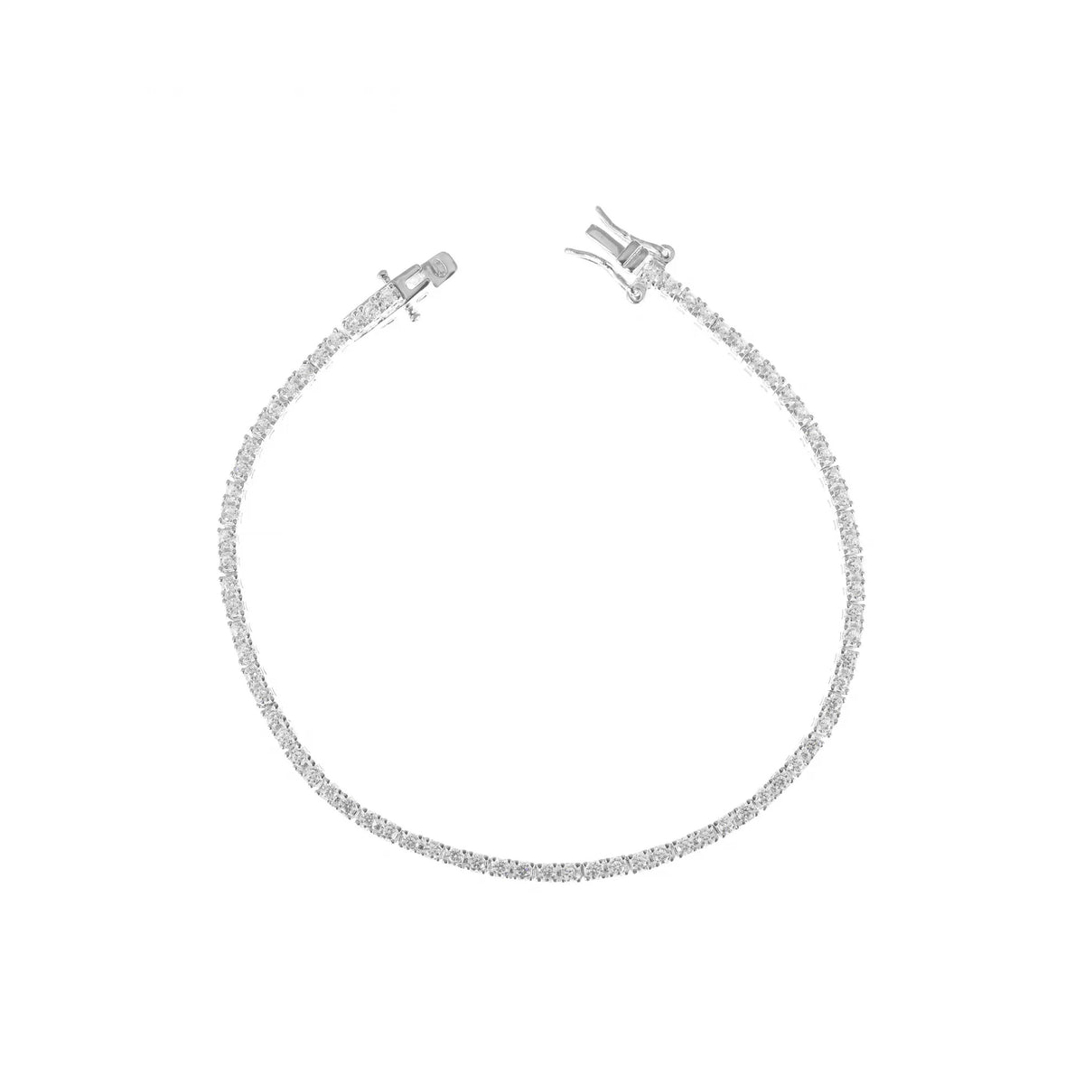 Pulseira Riviera 4 Garras Redonda 2mm com Zircônia Branca | Alviane
